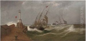 Running Into Safety At Maryport Harbour by William Mitchell