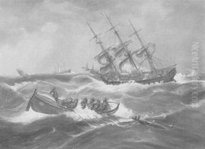 Storm Tossed Ships At Sea by William Mitchell