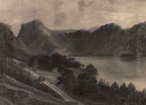 Evening: A Glimpse Of Buttermere Lake, Cumberland by William Frederick Mitchell
