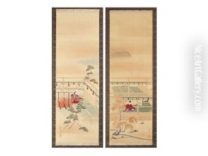 Genre Art Scrolls (pair) by Tosa Mitsuzane