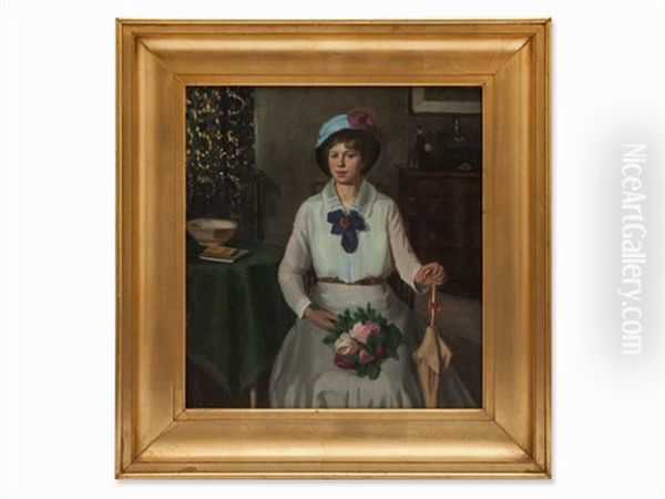 Lady With A Bunch Of Roses - view 1