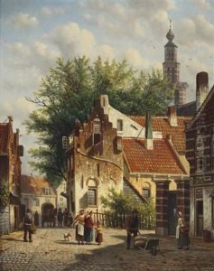Townsfolk In A Sunlit Street