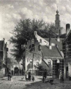 Townsfolk Strolling Down A Street On A Summer Day by Johannes Jacobus Mittertreiner