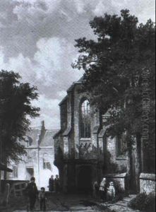 Morgendliche Geschaftigkeit In Einer Hollandischen Kleinstadt... by Johannes Jacobus Mittertreiner