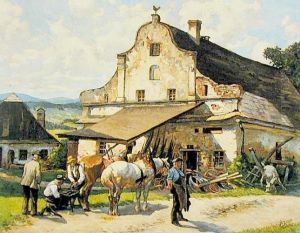 Kucie Koni Przed Starymi Kuzniami by Alfred Beyer
