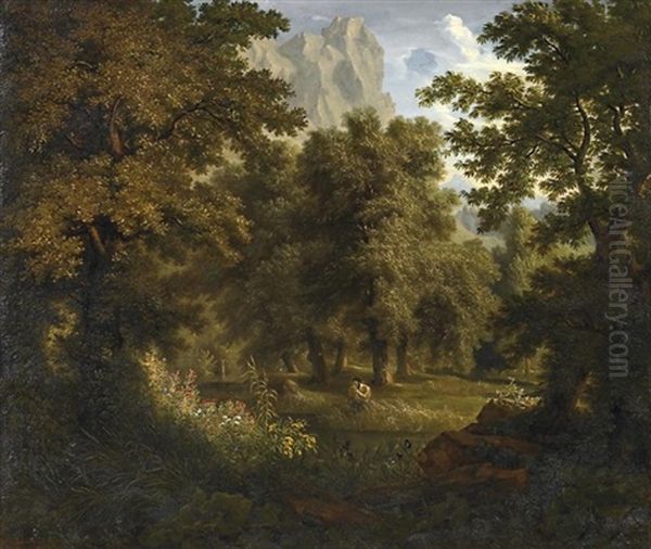 Romantische Waldlandschaft Mit Faun - view 1