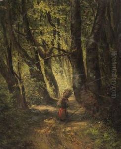 Femme Au Fagot De Bois Dans Une Foret by Grigorij Grigorevic Mjasoedov