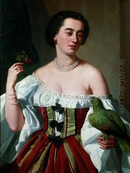 Portrait De Jeune Femme Au Perroquet - view 1