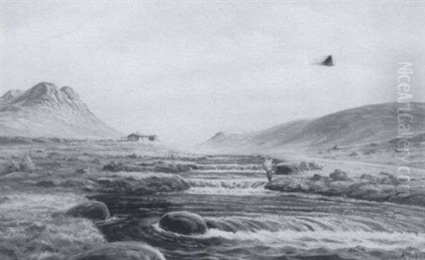 Trout Fisherman In A Stream - view 1