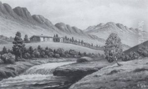 Mountain Landscape With A Stream by Johan August Moberg