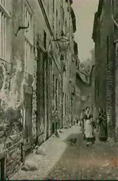 Altstadtgasse Mit Passanten Und Bewohnern Vor Den Hausern. - view 1