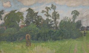 "fischerhuder Landschaft Mit Grasendem Pferd" by Otto Modersohn