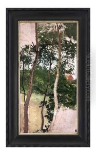 Birkenstamme Und Haus by Otto Modersohn