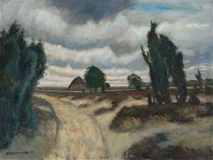 Luneburger Heide (mit Schafstall) by Otto Modersohn