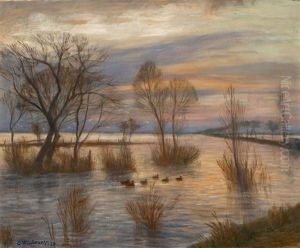 Uberschwemmung Lichtsilberblau by Otto Modersohn