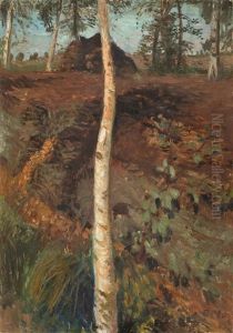 Landschaft Mit Birkenstamm