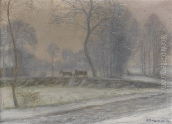 Winterliche Landschaft Mit Pferdefuhrwerk - view 1