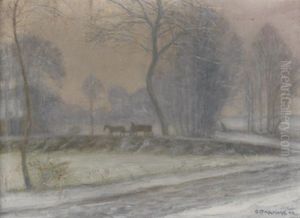 Winterliche Landschaft Mit Pferdefuhrwerk by Otto Modersohn
