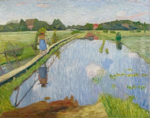 Melkersteg Fischerhude, Vor Der Wassermuhle An Der Wummeschleuse