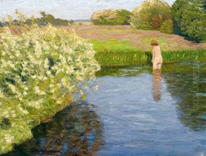 Badende (louise Modersohn-breling) In Der Wumme by Otto Modersohn