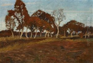 Herbstlicher Birkenweg Im Moor by Otto Modersohn