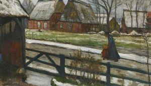 Fischerhuder Dorfstrase Im Winter. Verso: Felder Im Fruhjahr