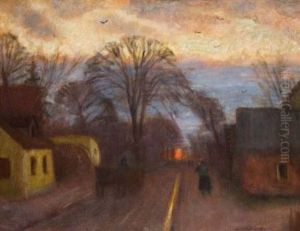 Abendliche Dorfstrase In Fischerhude by Otto Modersohn