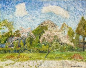 Fruhlingslandschaft Mit Blutenbaumen by Otto Modersohn