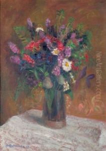 Bunte Feldblumen In Steinzeugkrug
