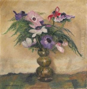 Anemonenstraus (+ Morgenhimmel, Verso) by Otto Modersohn