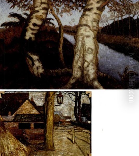 Birken Am Moorkanal (+ Dorfstrase In Fischerhude, Circa 1910, Verso) - view 1