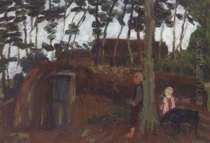 Landschaft Und Bauern Und Kindern