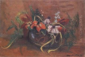 Blumenstrauss In Rot by Otto Modersohn