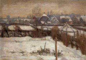 Winterlicher Garten Der Eltern In Munster by Otto Modersohn