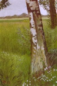 Birkenstamm Im Fruhling by Otto Modersohn