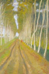 Herbstliche Birkenweg Im Moor by Otto Modersohn