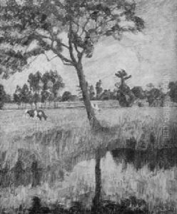 Sommerliche Wummelandschaft Mit Weidenden Kuhen by Otto Modersohn