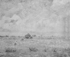 Weite Wiesenlandschaft Mit Weidenden Kuhen by Otto Modersohn