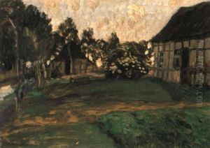Bauernhauser An Einem Kleinen Kanal by Otto Modersohn