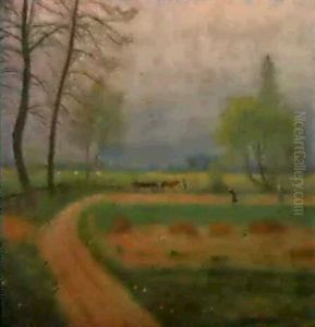 Weg Mit Ackerwagen. 1. Fruhling Beim Dorf by Otto Modersohn