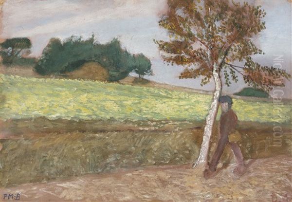 "landschaft Am Weyerberg Mit Schreitendem Mann" - view 1