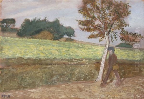 Landschaft Am Weyerberg Mit Schreitendem Mann - view 1