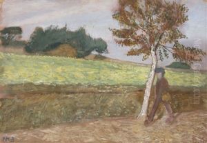 Landschaft Am Weyerberg Mit Schreitendem Mann Landschaft Am Weyerberg Mit Schreitendem Mann