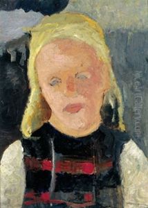 Brustbild Eines Blonden Madchens