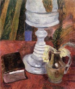 Stilleben Mit Buch, Glaslampe Und Vase Stilleben Mit Buch, Glaslampe Und Vase