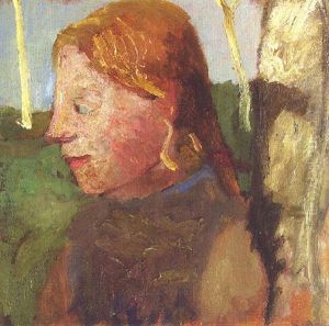 Maedchenkopf Zwischen Birken by Paula Modersohn-Becker