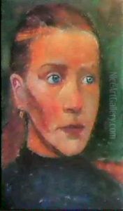 Kopf Eines Blonden Madchens Mit Ohrring by Paula Modersohn-Becker