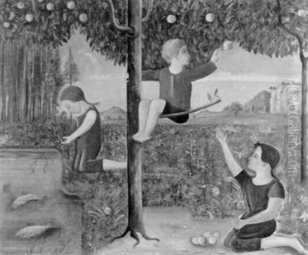 Spielende Kinder Am Teich - view 1