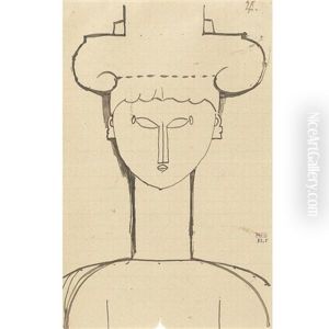 Tete De Cariatide Surmontee D'architecture by Amedeo Modigliani