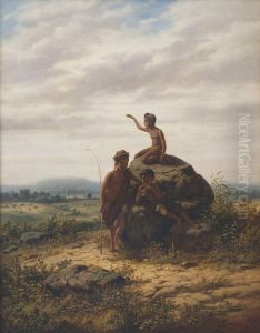 An Extensive Indonesian Landscape With Young Cowherds by Jan Daniel Beynon